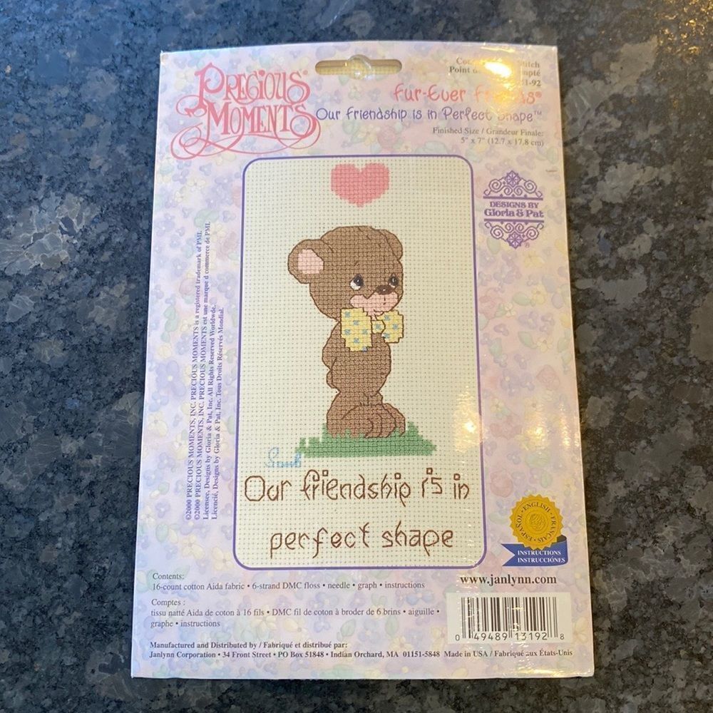 Precious Moments Cross Stitch Kit Bear “Our Friendship is in Perfect Shape”